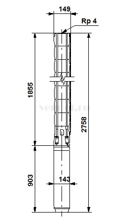 Габаритные размеры скважинного насоса Grundfos SP 60-14N