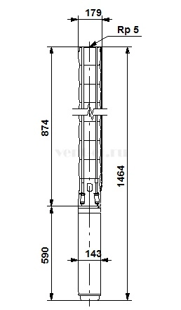 Габаритные размеры скважинного насоса Grundfos SP 77-3-B
