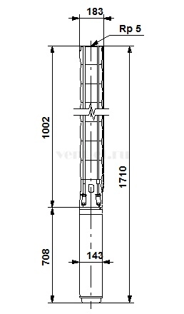 Габаритные размеры скважинного насоса Grundfos SP 77-4B SD