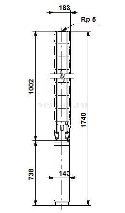 Габаритные размеры скважинного насоса Grundfos SP 77-4N
