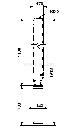 Габаритные размеры скважинного насоса Grundfos SP 77-5
