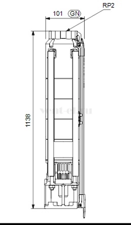 Габаритные размеры скважинного насоса Grundfos SP 9-18
