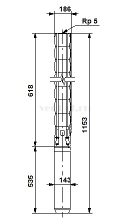 Габаритные размеры скважинного насоса Grundfos SP 9-5 3x400В