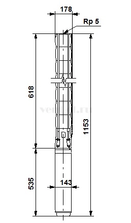 Габаритные размеры скважинного насоса Grundfos SP 95-1N