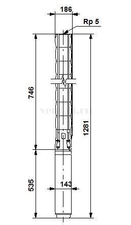 Габаритные размеры скважинного насоса Grundfos SP 95-2-BB