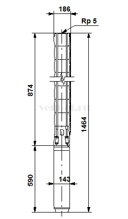 Габаритные размеры скважинного насоса Grundfos SP 95-3-BBN