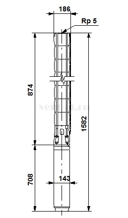 Габаритные размеры скважинного насоса Grundfos SP 95-3N SD