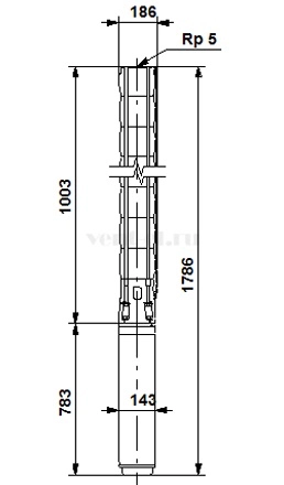 Габаритные размеры скважинного насоса Grundfos SP 95-4N