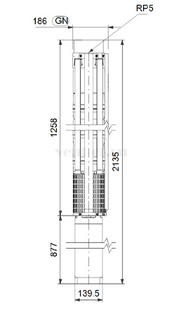 Габаритные размеры скважинного насоса Grundfos SP 95-6N