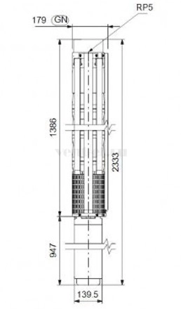 Габаритные размеры скважинного насоса Grundfos SP 95-7