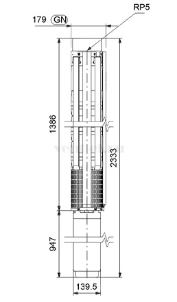 Габаритные размеры скважинного насоса Grundfos SP 95-7N