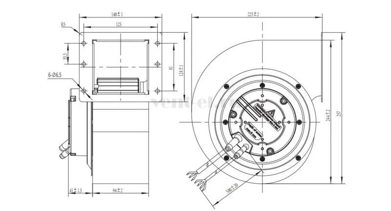 Габаритные размеры центробежного вентилятора LONGWELL  LWFE3G-150-072SS-01 EC