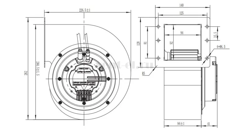 Габаритные размеры центробежного вентилятора LONGWELL  LWFE3G-160-092SS-01 EC