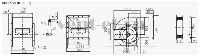 Габаритные размеры вентилятора ADH K 710