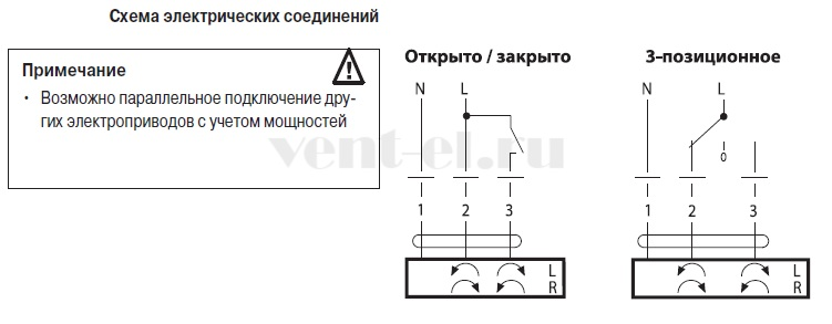 Схема подключения привода Belimo CM230-L