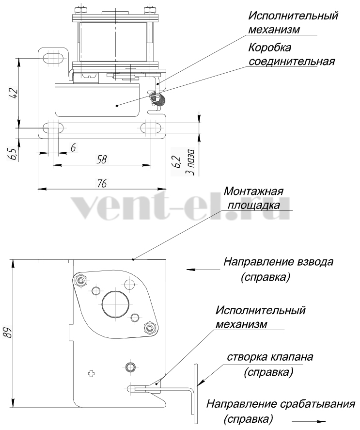 Размеры электромагнитного привода M-239-24 ALLFA ASTRA