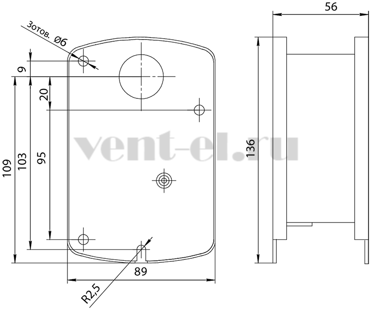 Размеры электропривода BLE230-07 BVM