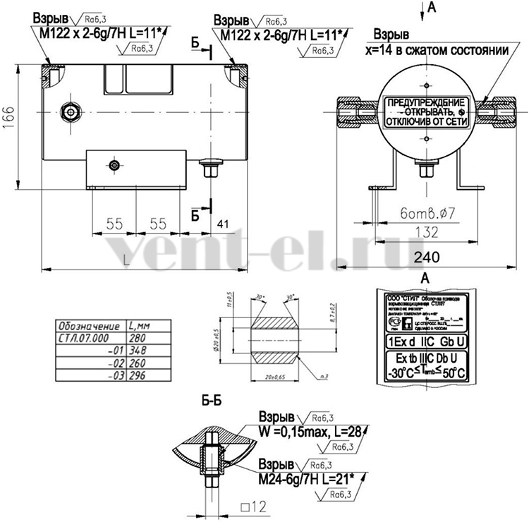 Размеры электропривода BLE230-10 + СТЛ 07 BVM