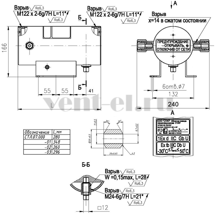 Размеры электропривода BLE24-15 + СТЛ 07 BVM