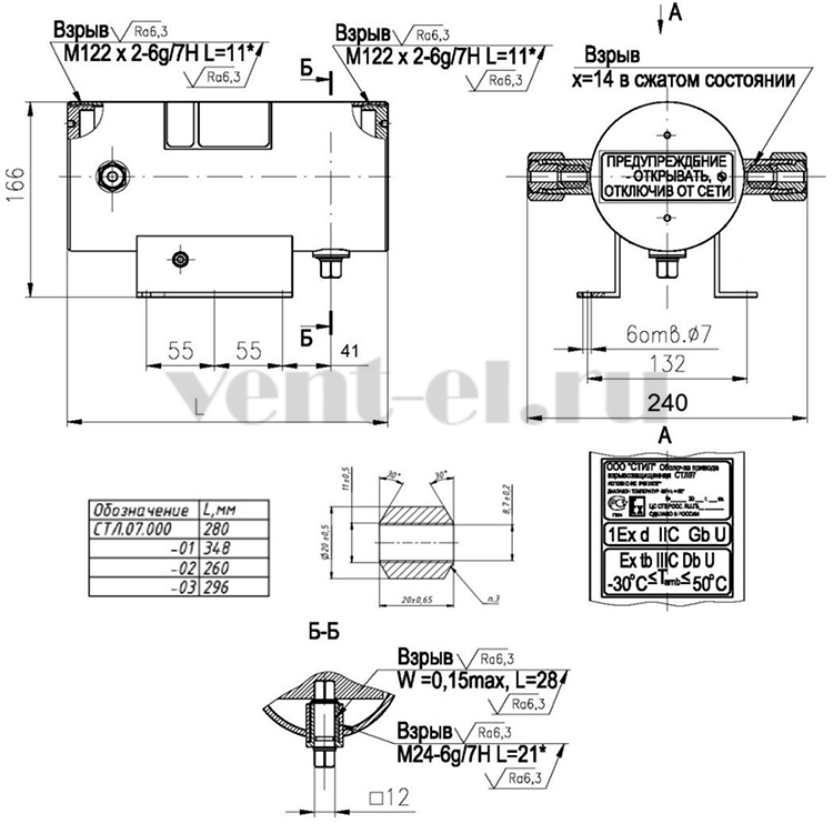 Размеры электропривода BLF24-15 + СТЛ 07 BVM