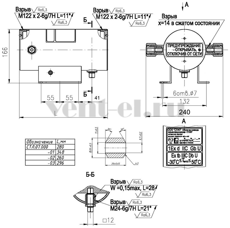 Размеры электропривода NM24-SR-10 + СТЛ 07 BVM