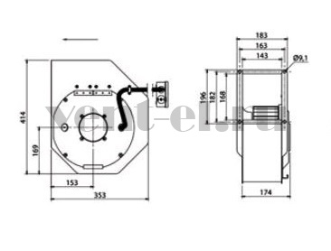 Центробежный вентилятор Ostberg RFT 225 DKR ErP габаритные размеры