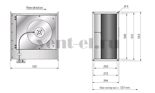Канальный вентилятор Ostberg RKB 500x250 A1 прямоугольный габаритные размеры Канальный вентилятор Ostberg RKB 500x250 A1 прямоугольный габаритные размеры