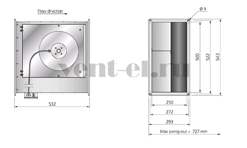 Канальный вентилятор Ostberg RKB 500x250 E1 ErP прямоугольный габаритные размеры Канальный вентилятор Ostberg RKB 500x250 E1 ErP прямоугольный габаритные размеры
