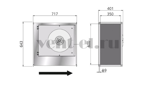 Канальный вентилятор Ostberg RKB 600x350 D3 прямоугольный габаритные размеры Канальный вентилятор Ostberg RKB 600x350 D3 прямоугольный габаритные размеры