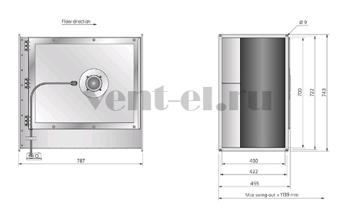 Канальный вентилятор Ostberg RKB 700x400 B3 ErP прямоугольный габаритные размеры