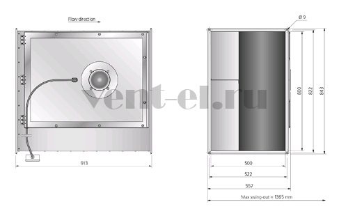 Канальный вентилятор Ostberg RKB 800x500 K3 прямоугольный габаритные размеры Канальный вентилятор Ostberg RKB 800x500 K3 прямоугольный габаритные размеры