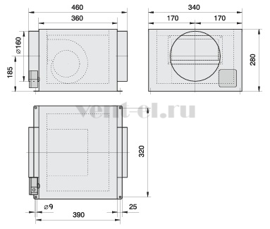 Габаритные размеры Rosenberg Z 160 E1