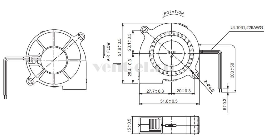 Габаритные размеры Sunon GB1205PHV2-8AY