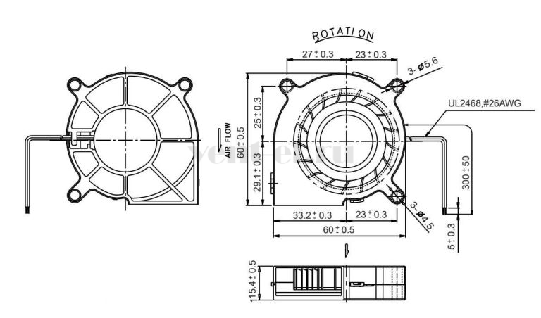 Габаритные размеры Sunon GB1206PHV1-AY Габаритные размеры Sunon GB1206PHV1-AY