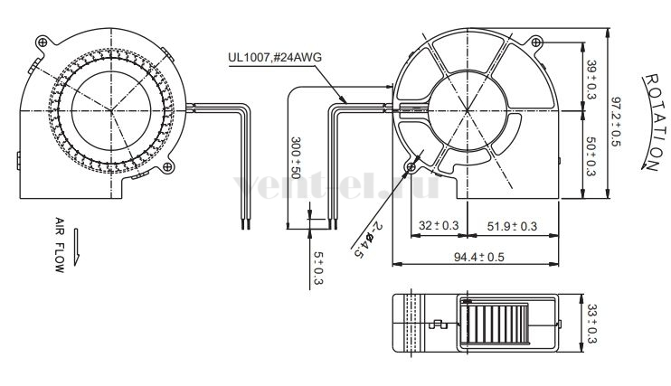 Габаритные размеры Sunon PMB4897PYB1-AY