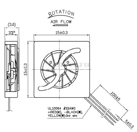 Габаритные размеры Sunon UB3F3-500