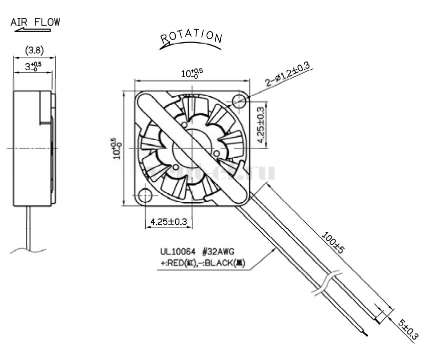 Габаритные размеры Sunon UF3A3-700