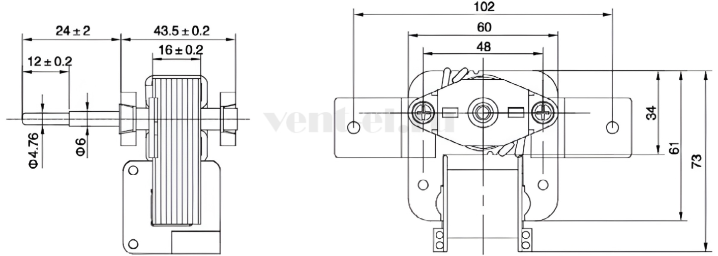 Габаритные размеры сервопривода Weiguang D22120